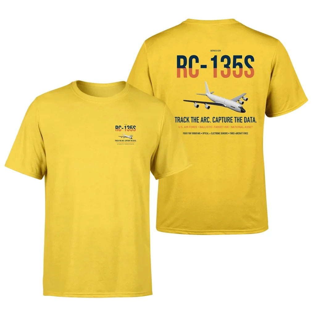 RC-135S Cobra Ball design on yellow double-side t-shirt, double-side print
