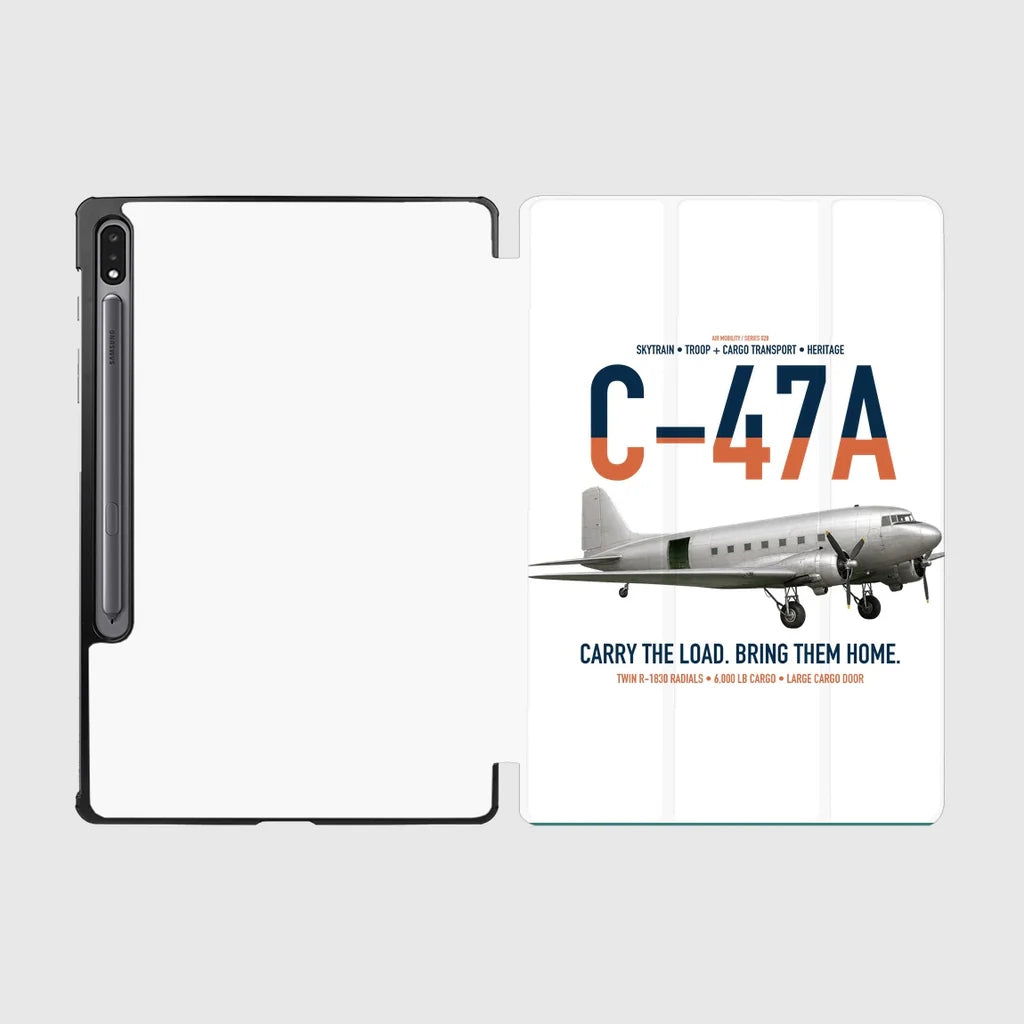 C-47A Skytrain design on white samsung tablet tablet case
