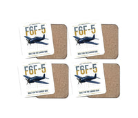 Thumbnail for F6F-5 Hellcat design on white 4 pieces set coaster