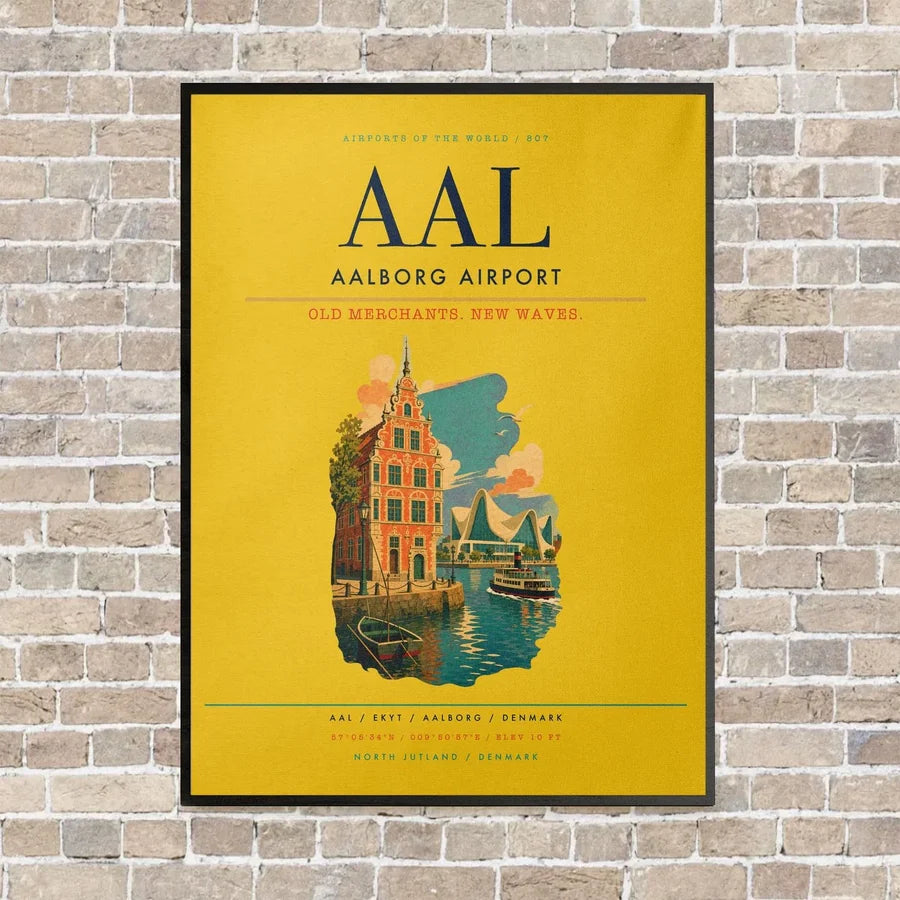 Aalborg Airport AAL - Canvas Framed - Yellow