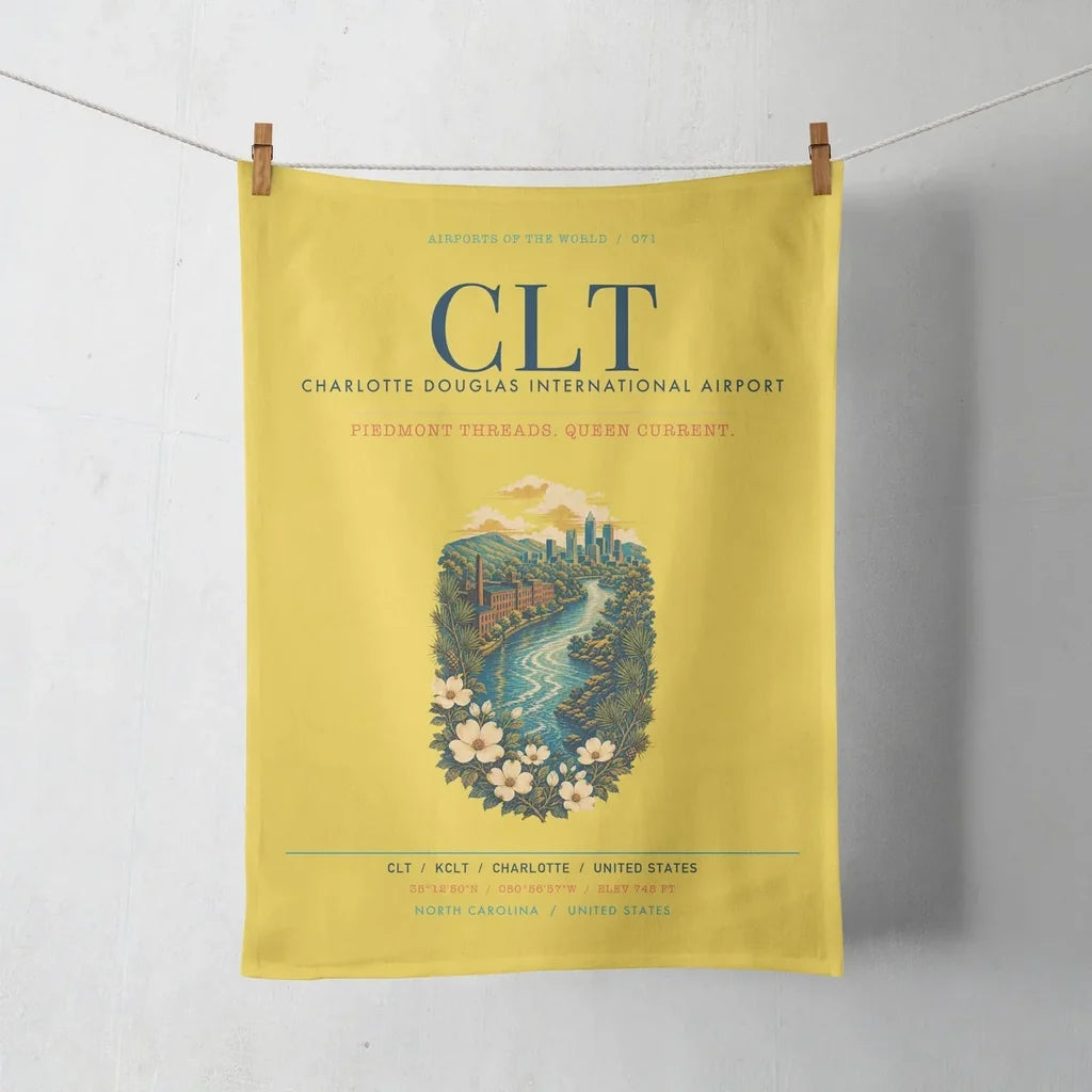 Charlotte Douglas International Airport (CLT) design on yellow towel