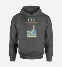 Thumbnail for Helena Regional Airport (HLN) design on dark gray hoodie single-side print
