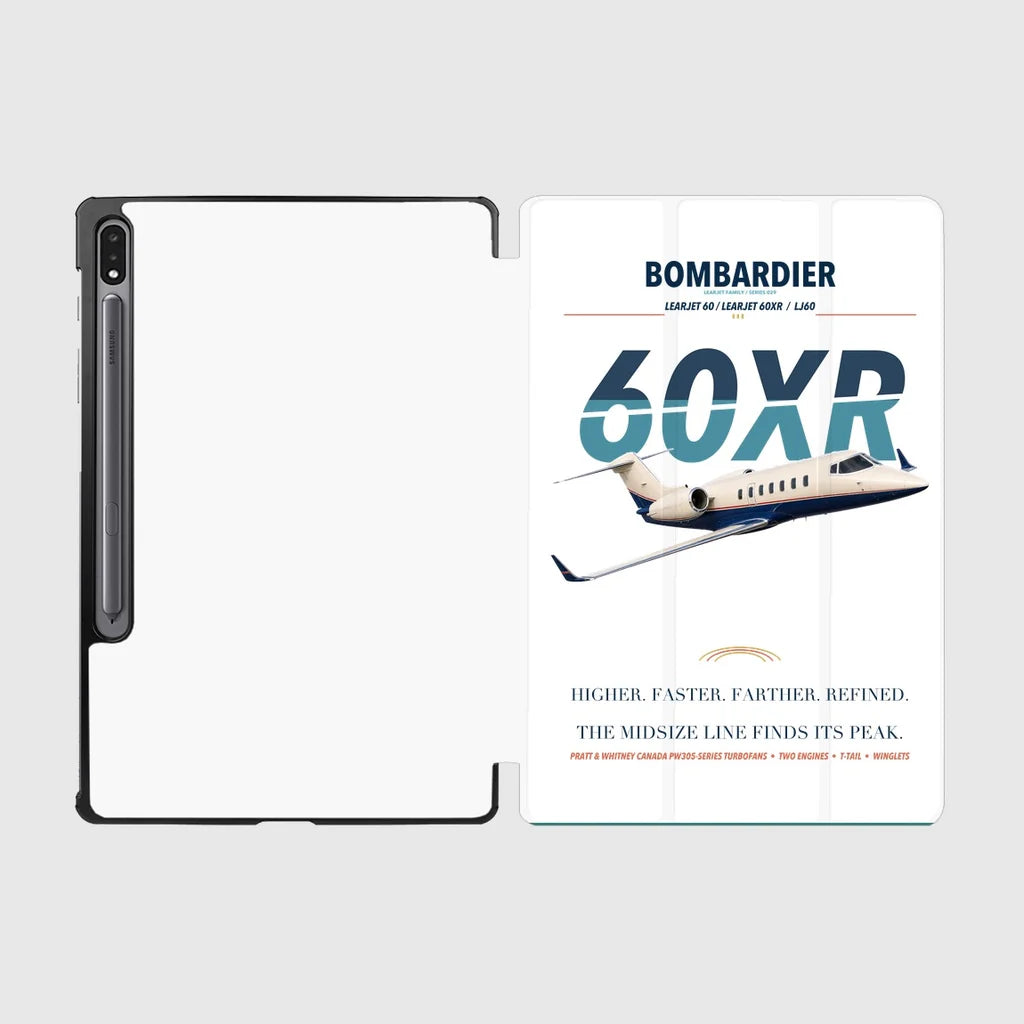 Bombardier Learjet 60XR design on white samsung tablet tablet case