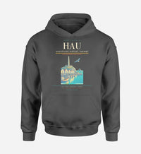 Thumbnail for Haugesund Airport, Karmøy (HAU) design on dark gray hoodie single-side print
