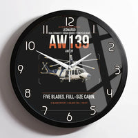 Thumbnail for Leonardo AW139 design on black framed wall clock