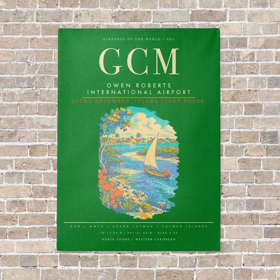 Owen Roberts International Airport GCM - Canvas Framed - Green