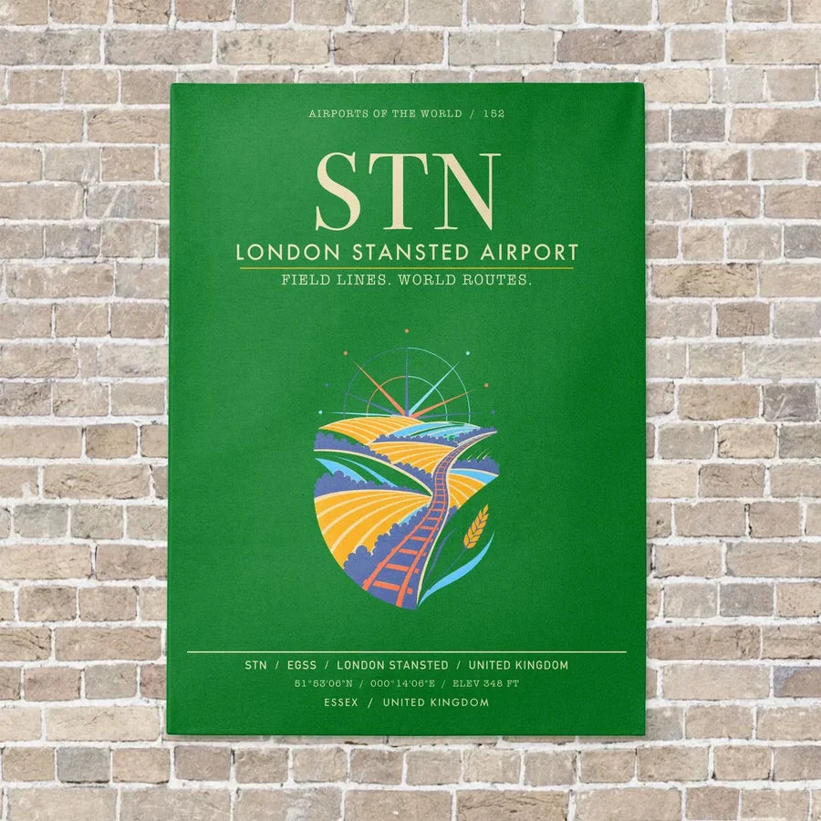 London Stansted Airport STN - Canvas Framed - Green