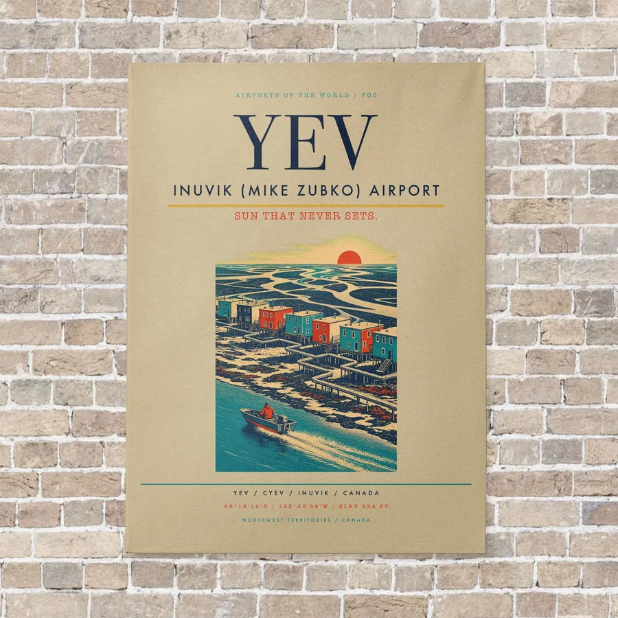 Inuvik (Mike Zubko) Airport YEV vertical canvas print - no frame - beige background