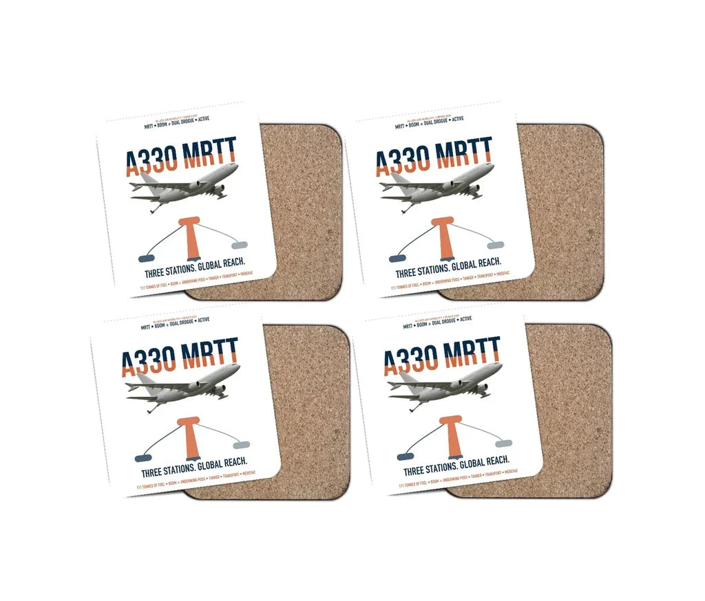 Airbus A330 MRTT design on white 4 pieces set coaster