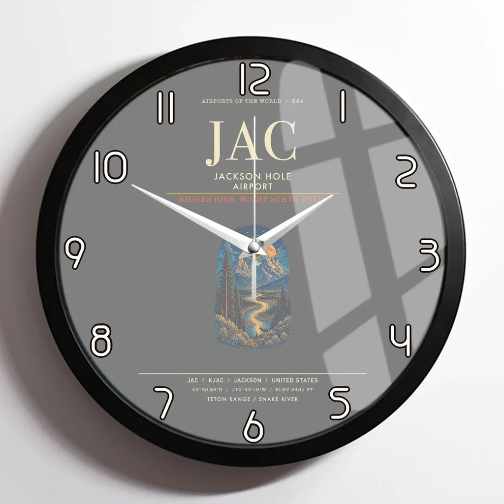 Jackson Hole Airport JAC Wall-Clock Framed - Gray