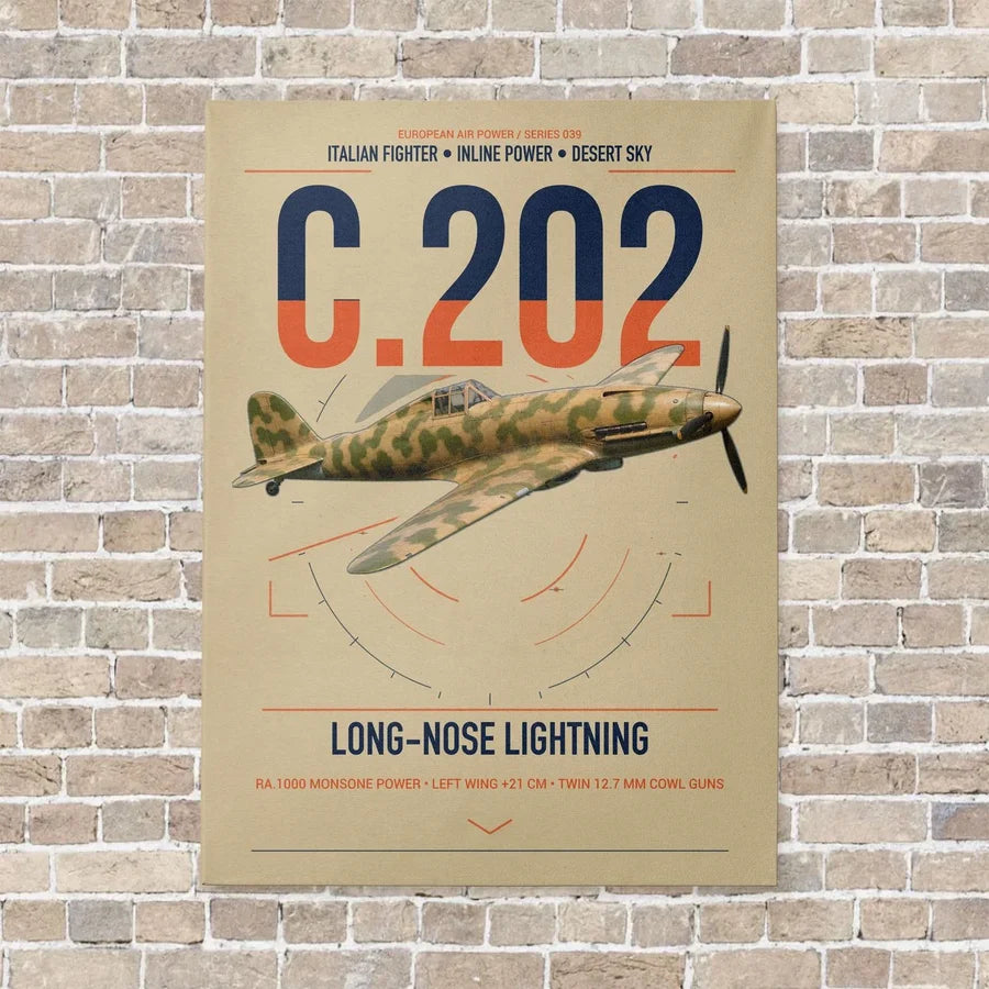 Macchi C.202 Folgore vertical canvas print - no frame - beige background