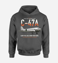 Thumbnail for C-47A Skytrain design on dark gray double-side hoodie, single-side print