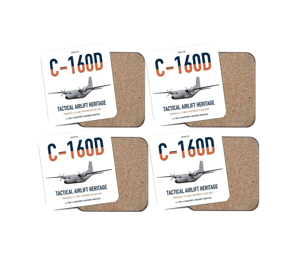 Transall C-160D design on white 4 pieces set coaster