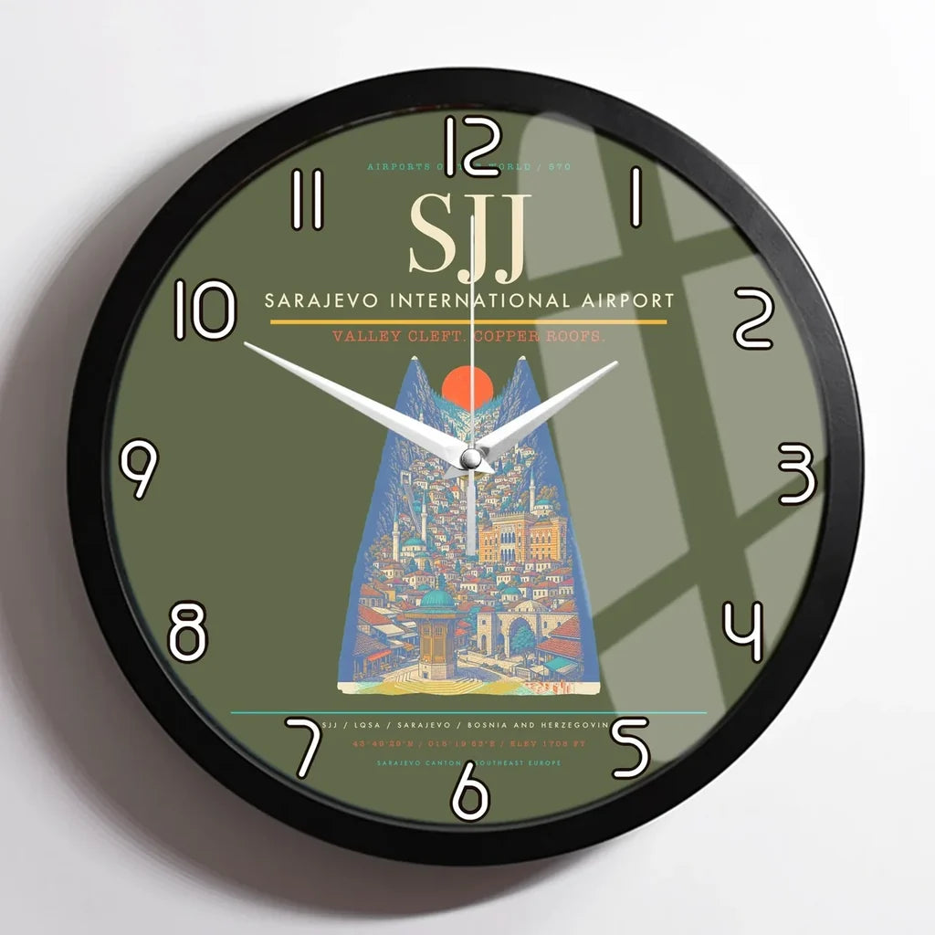Sarajevo International Airport SJJ Wall-Clock Framed - Green Army
