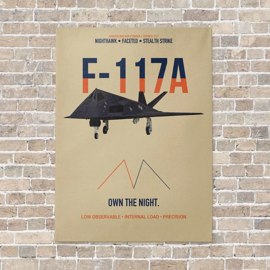 F-117A Nighthawk Own The Night vertical canvas print - no frame - beige background