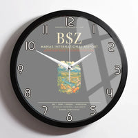 Thumbnail for Manas International Airport Bishkek BSZ Wall-Clock Framed - Gray