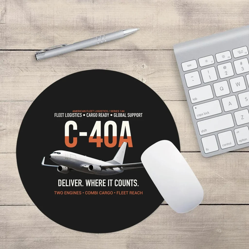 C-40A Clipper Fleet Logistics Ready design on black round mouse pad