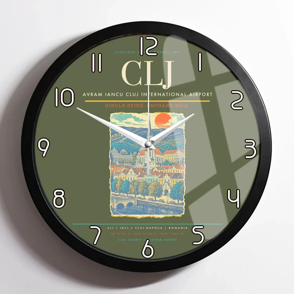 Avram Iancu Cluj International Airport CLJ Wall-Clock Framed - Green Army