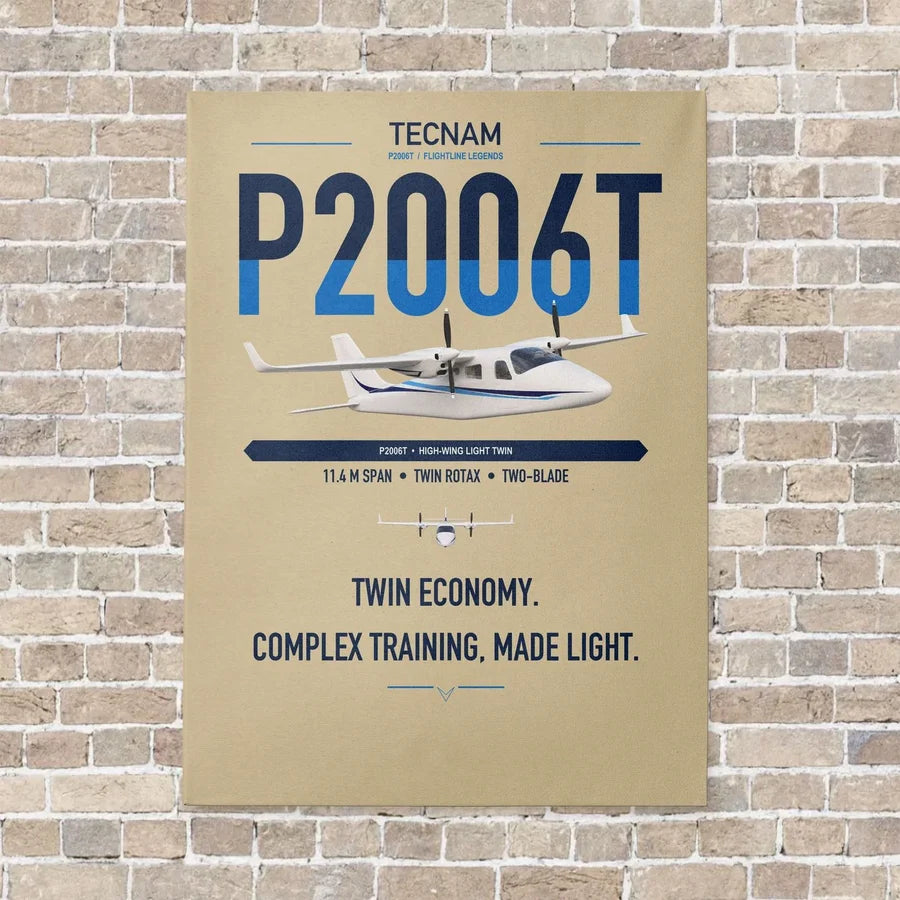 Tecnam P2006T vertical canvas print - no frame - beige background