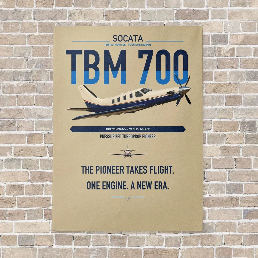 Socata TBM 700 vertical canvas print - no frame - beige background