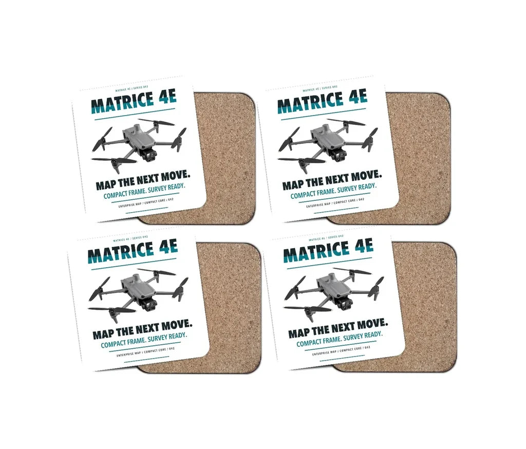 DJI Matrice 4E design on white 4 pieces set coaster