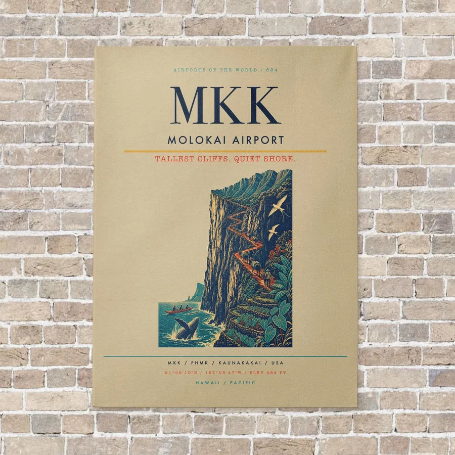 Molokai Airport MKK vertical canvas print - no frame - beige background