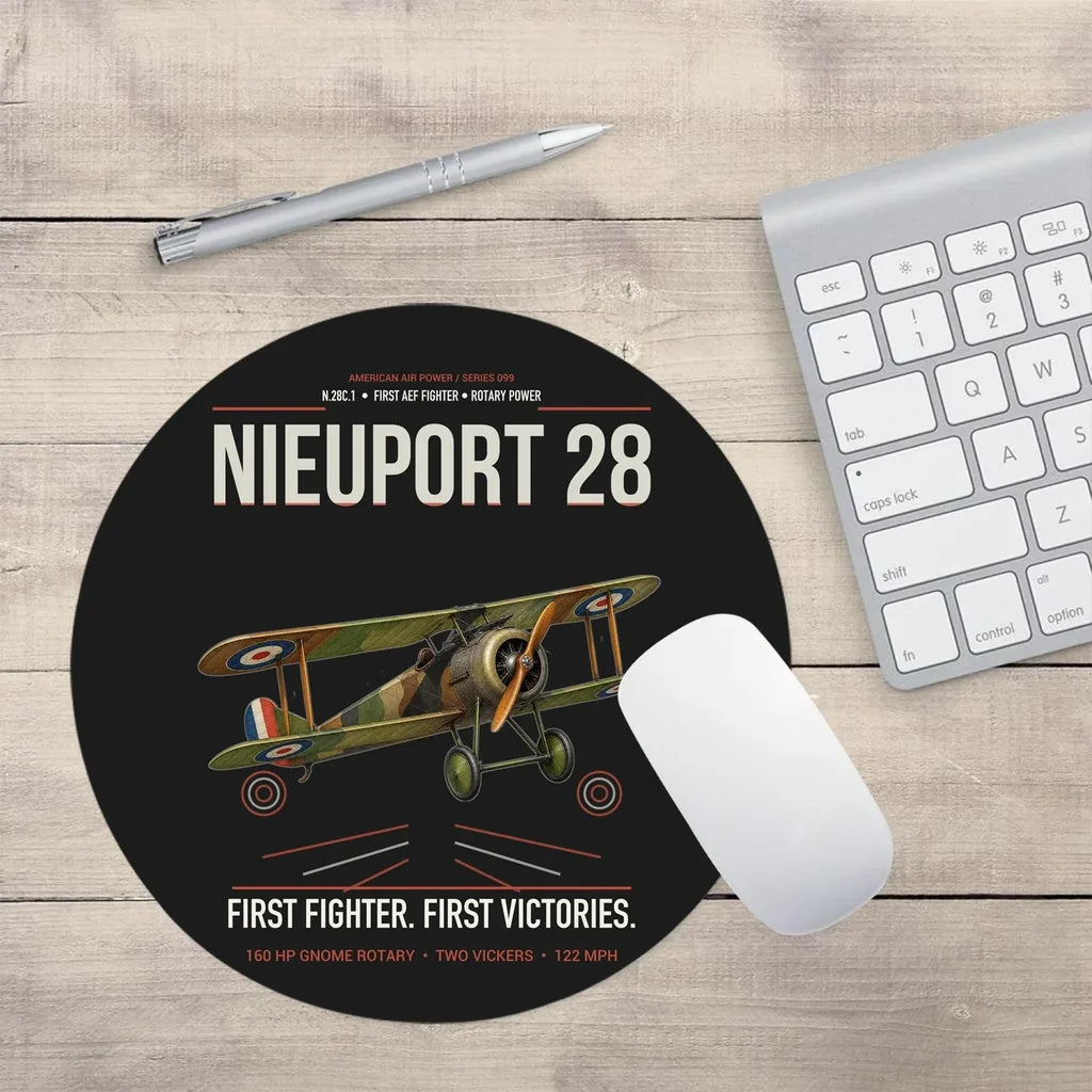 Nieuport 28C.1 design on black round mouse pad