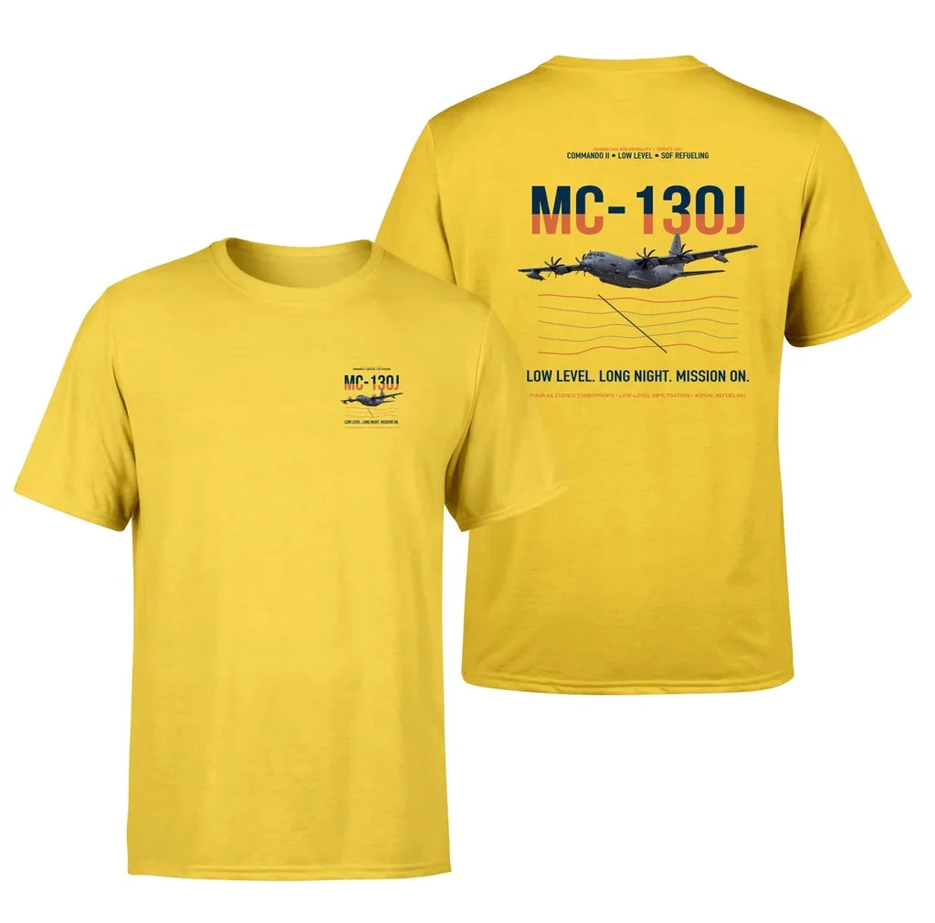 MC-130J COMMANDO II design on yellow double-side t-shirt, double-side print