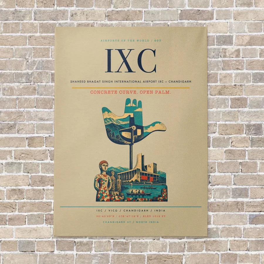 Shaheed Bhagat Singh International Airport IXC — Chandigarh vertical canvas print - no frame - beige background