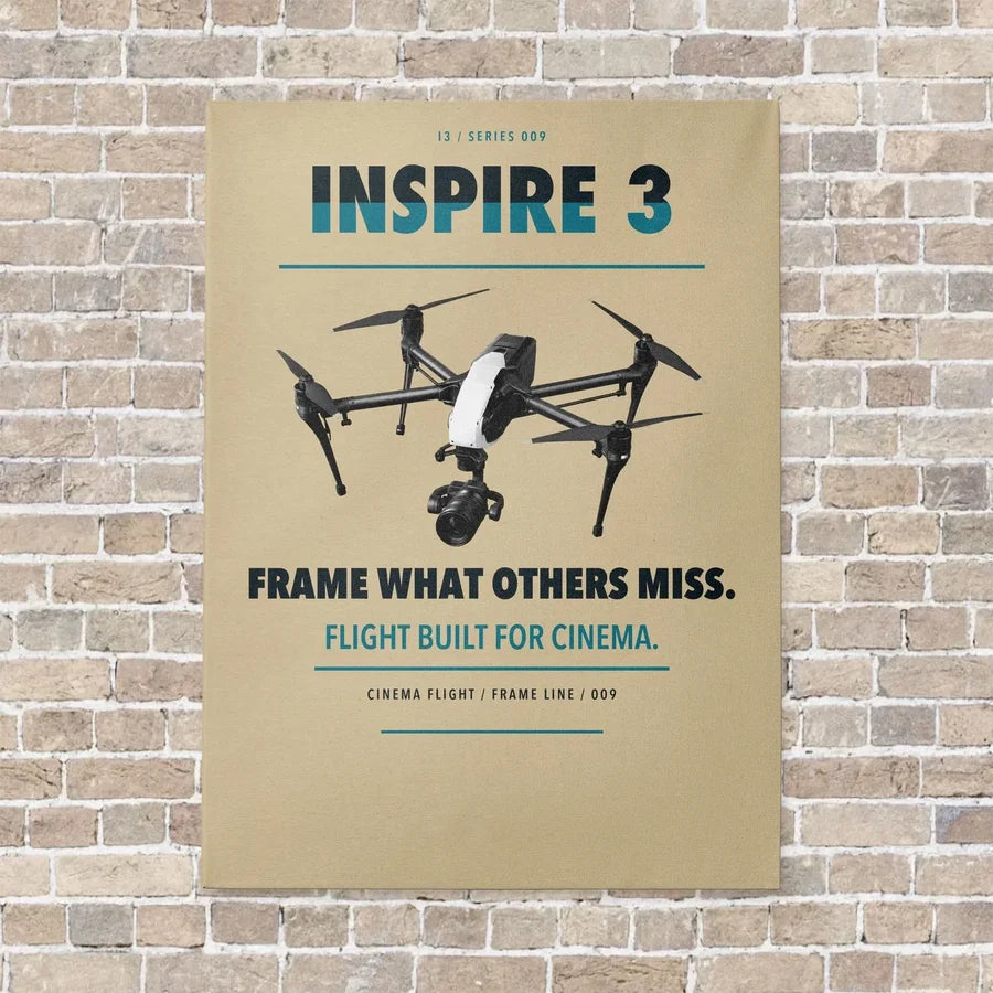 DJI Inspire 3 vertical canvas print - no frame - beige background