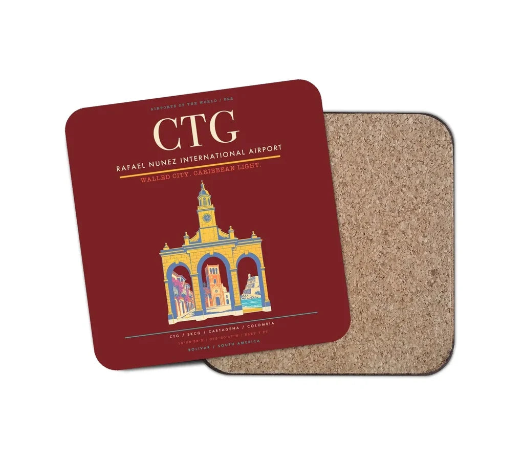 Rafael Nunez International Airport CTG Coaster 1-Piece - Dark Red