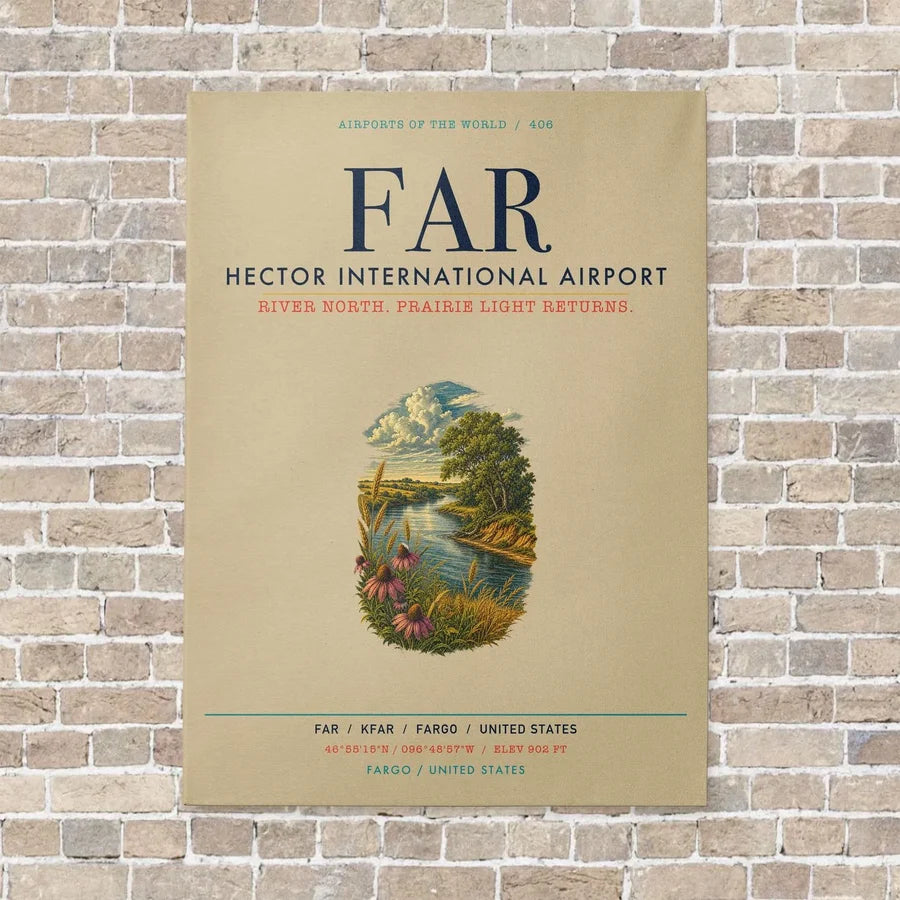 Hector International Airport FAR vertical canvas print - no frame - beige background