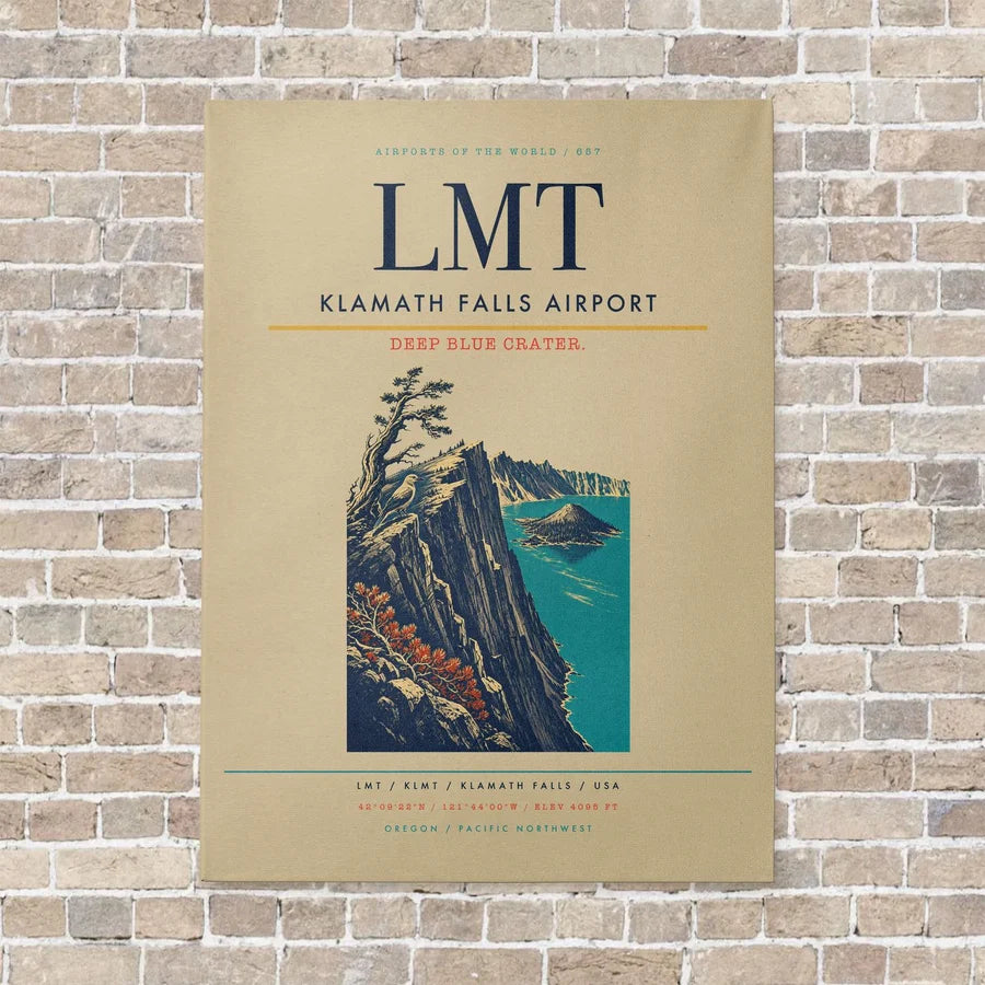 Klamath Falls Airport LMT vertical canvas print - no frame - beige background
