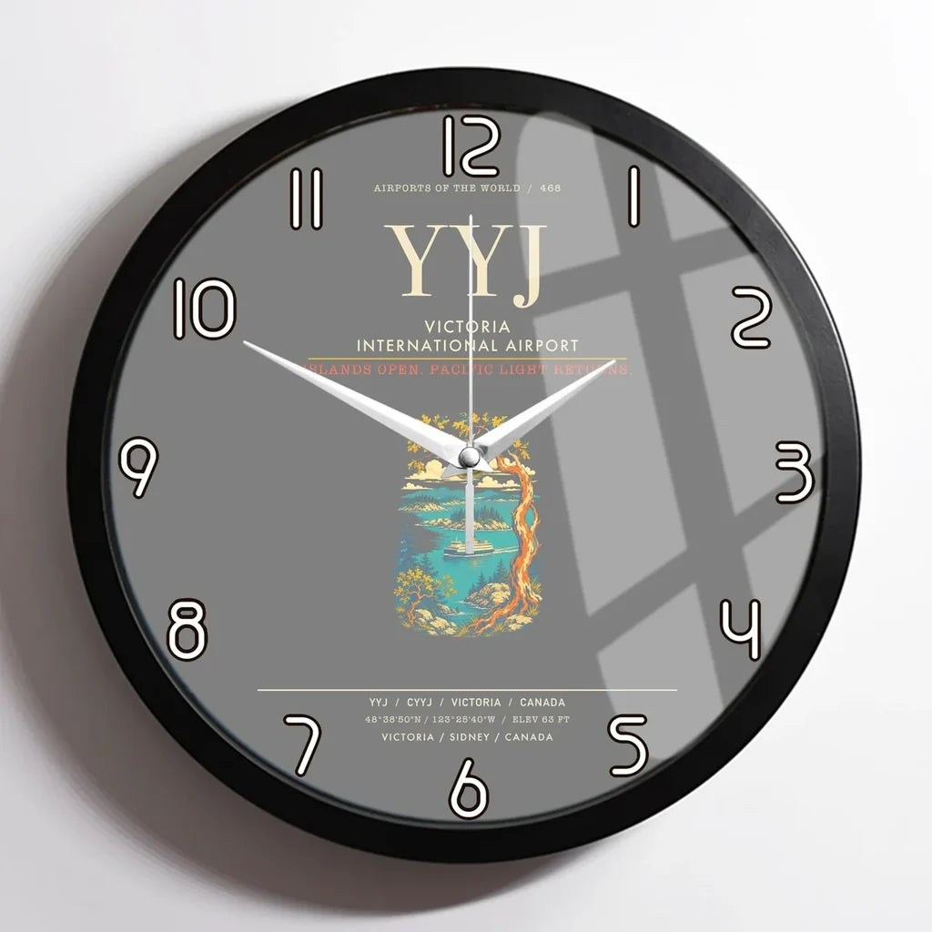 Victoria International Airport YYJ Wall-Clock Framed - Gray