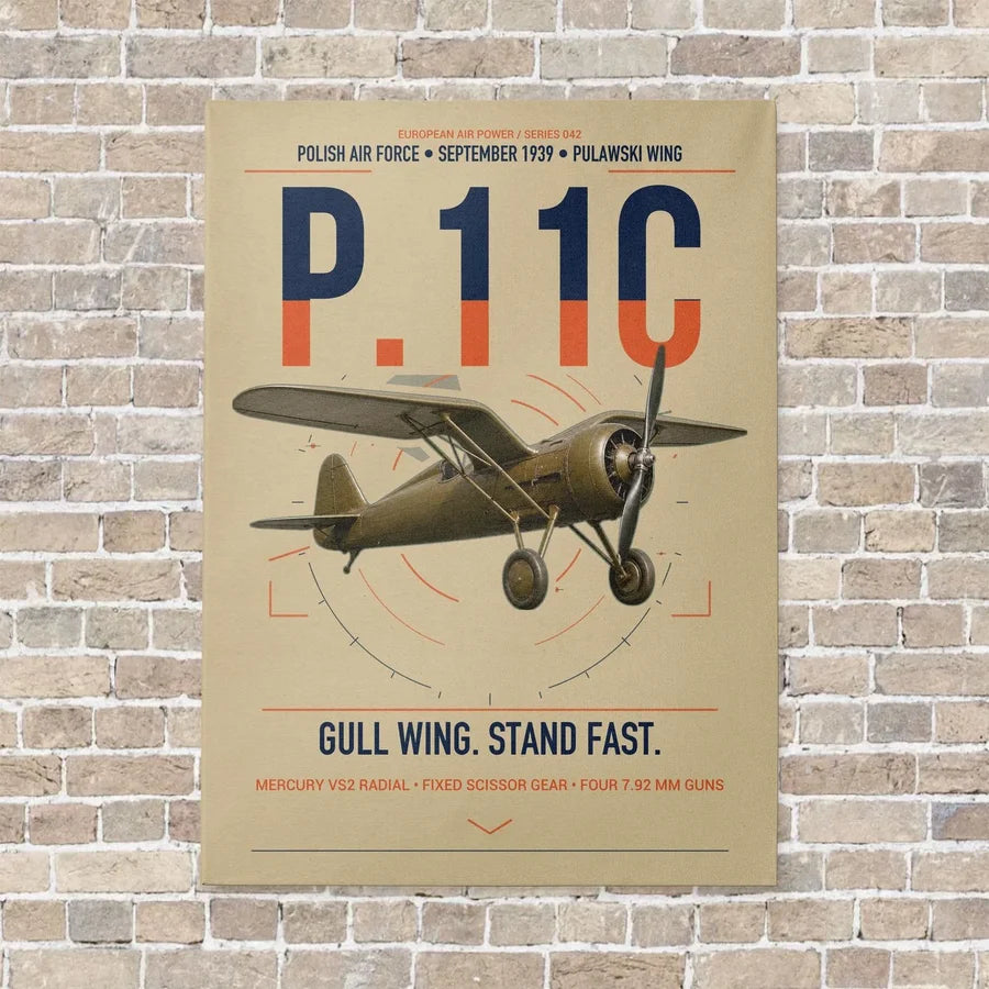 PZL P.11c vertical canvas print - no frame - beige background