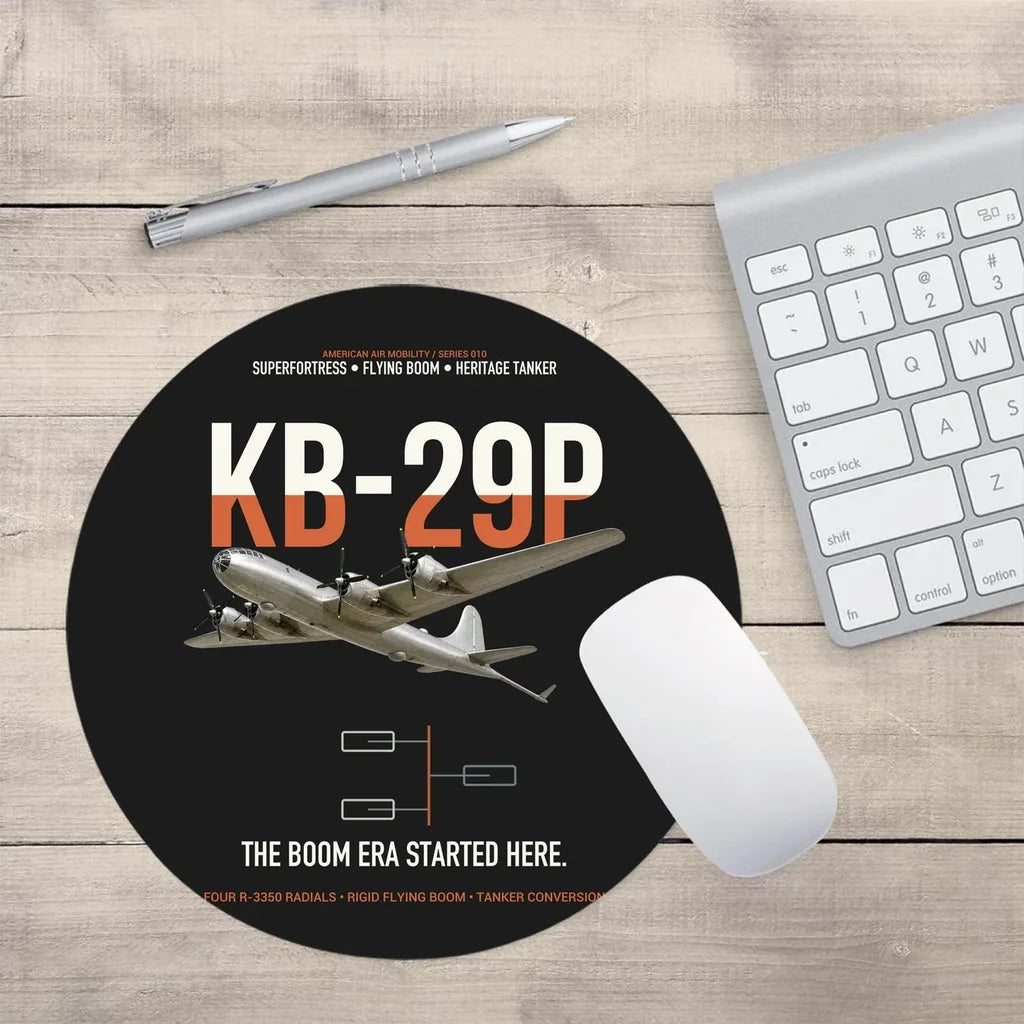 KB-29P SUPERFORTRESS design on black round mouse pad