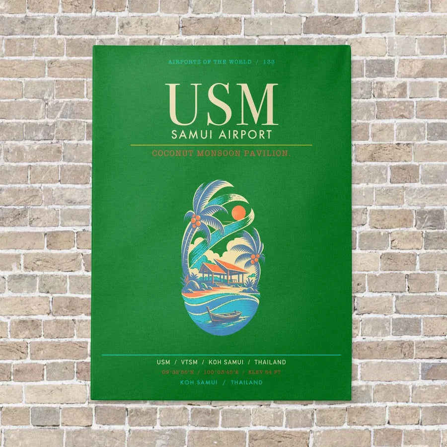 Samui Airport Koh Samui USM - Canvas Framed - Green