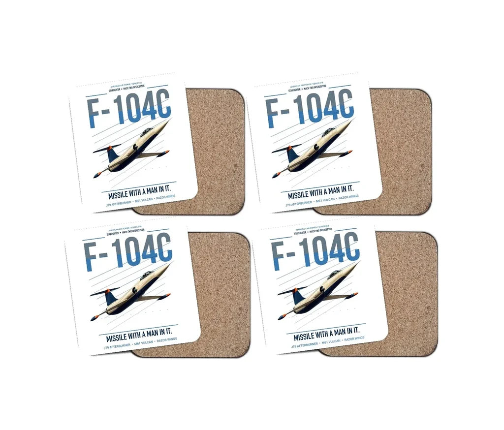F-104C Starfighter design on white 4 pieces set coaster