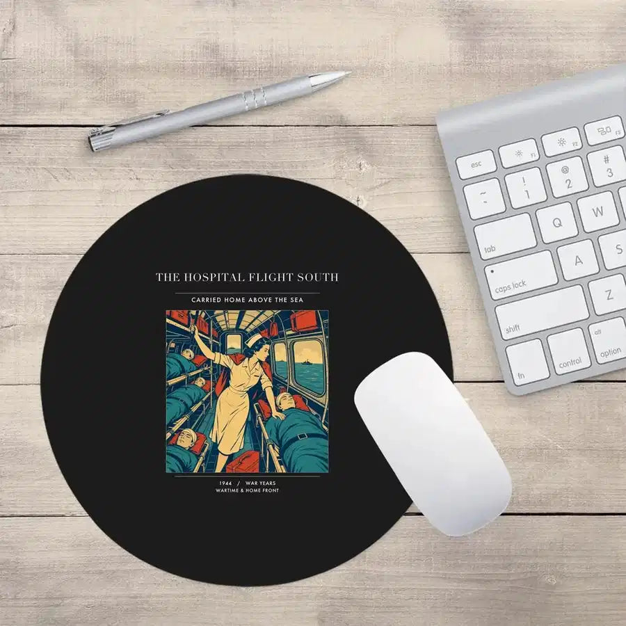 VINTAGE G4515 - The Hospital Flight South - Designed Mouse Pads design on black round