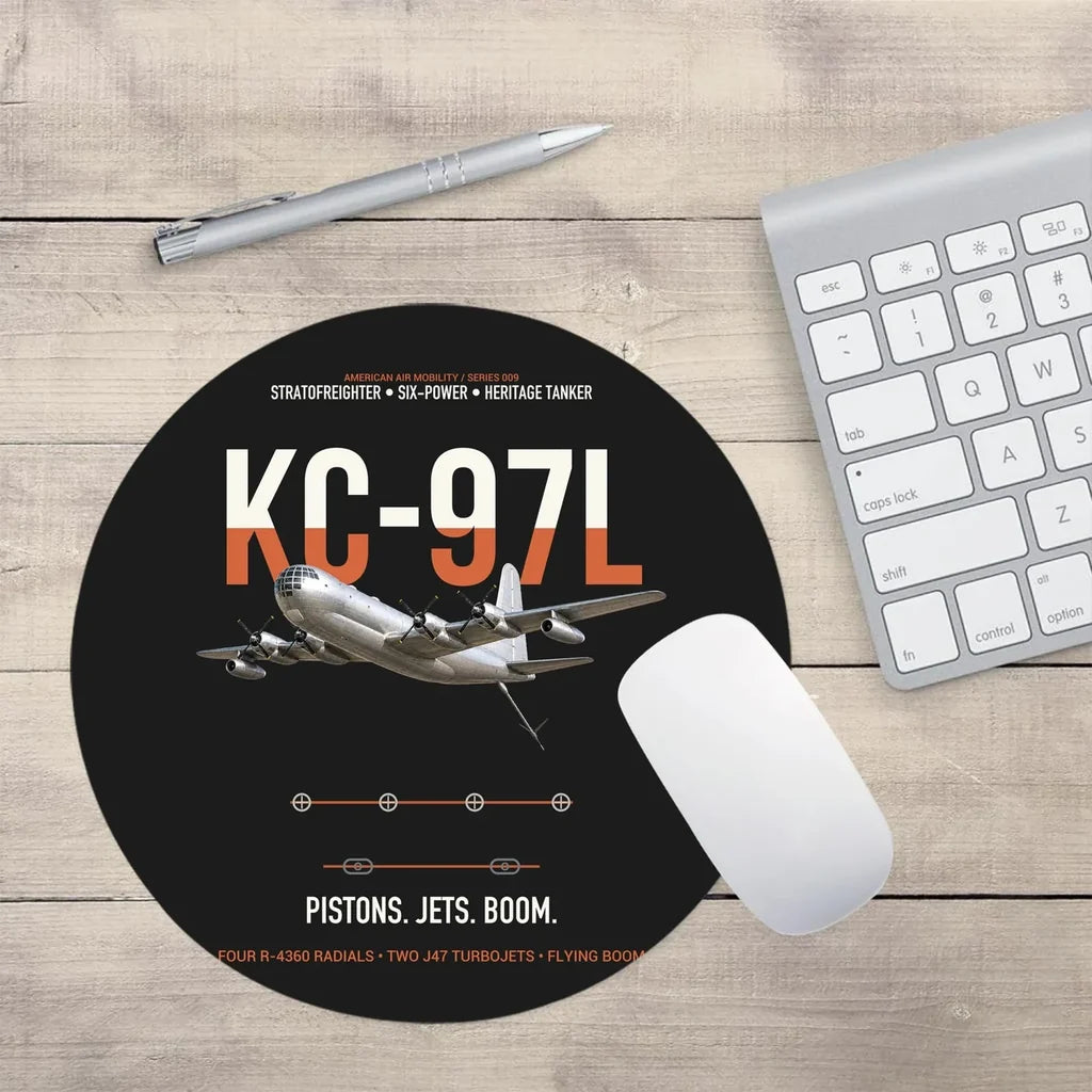 KC-97L STRATOFREIGHTER design on black round mouse pad