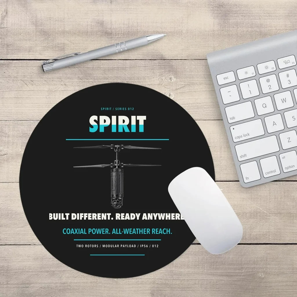 Ascent AeroSystems Spirit design on black round mouse pad