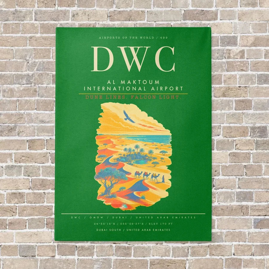 Al Maktoum International Airport DWC - Canvas Framed - Green