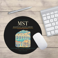 Thumbnail for Maastricht Aachen Airport (MST) design on black round mouse pad