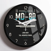 Thumbnail for McDonnell Douglas MD-80 design on black framed wall clock