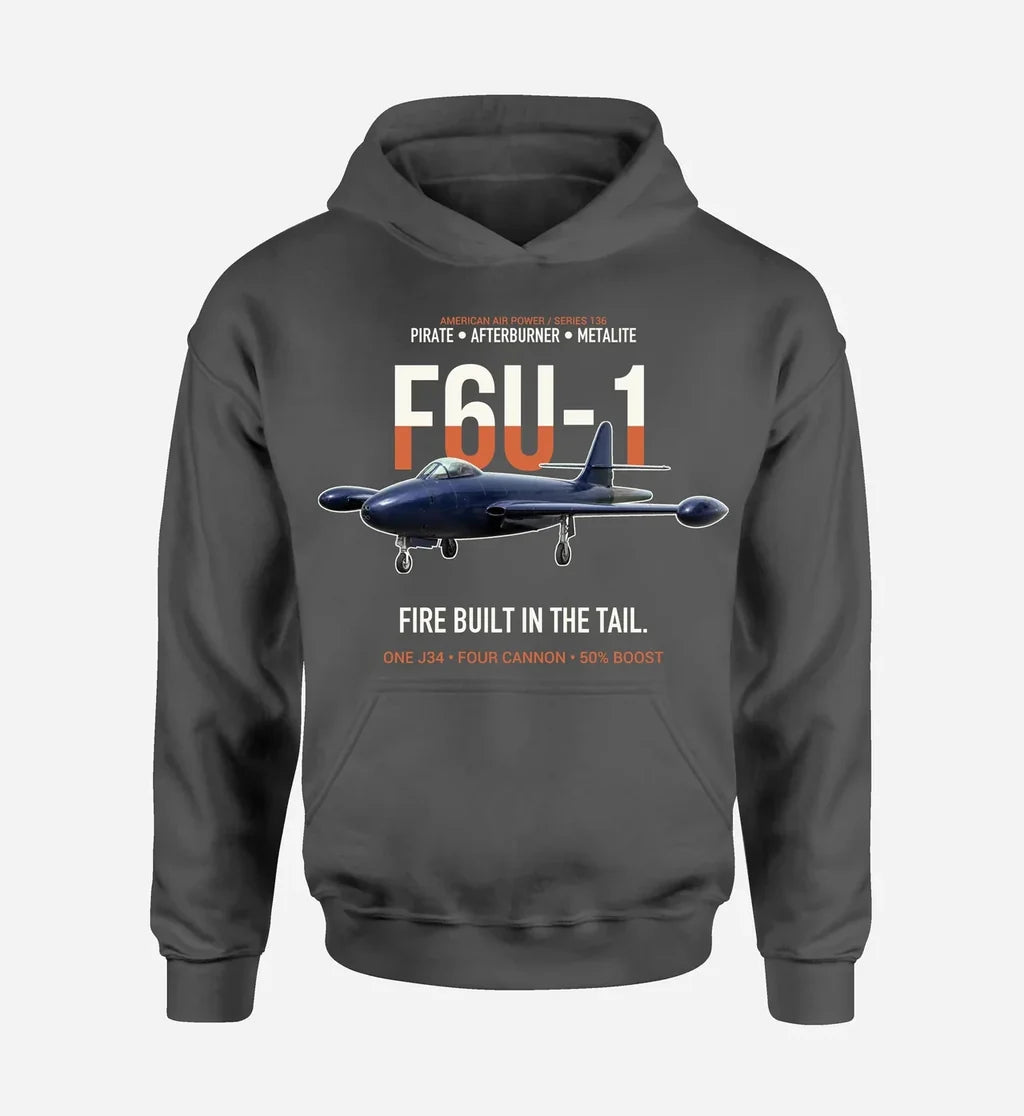 F6U-1 PIRATE design on dark gray hoodie single side