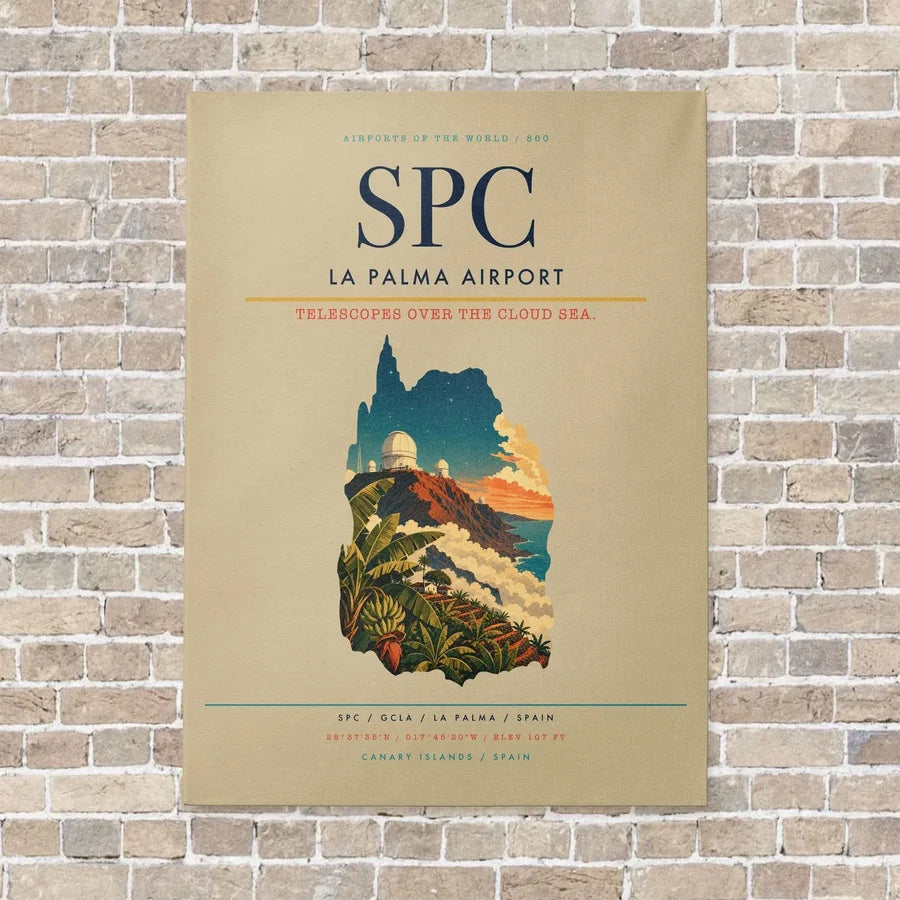 La Palma Airport SPC vertical canvas print - no frame - beige background