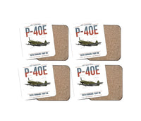 Thumbnail for P-40E Warhawk design on white 4 pieces set coaster