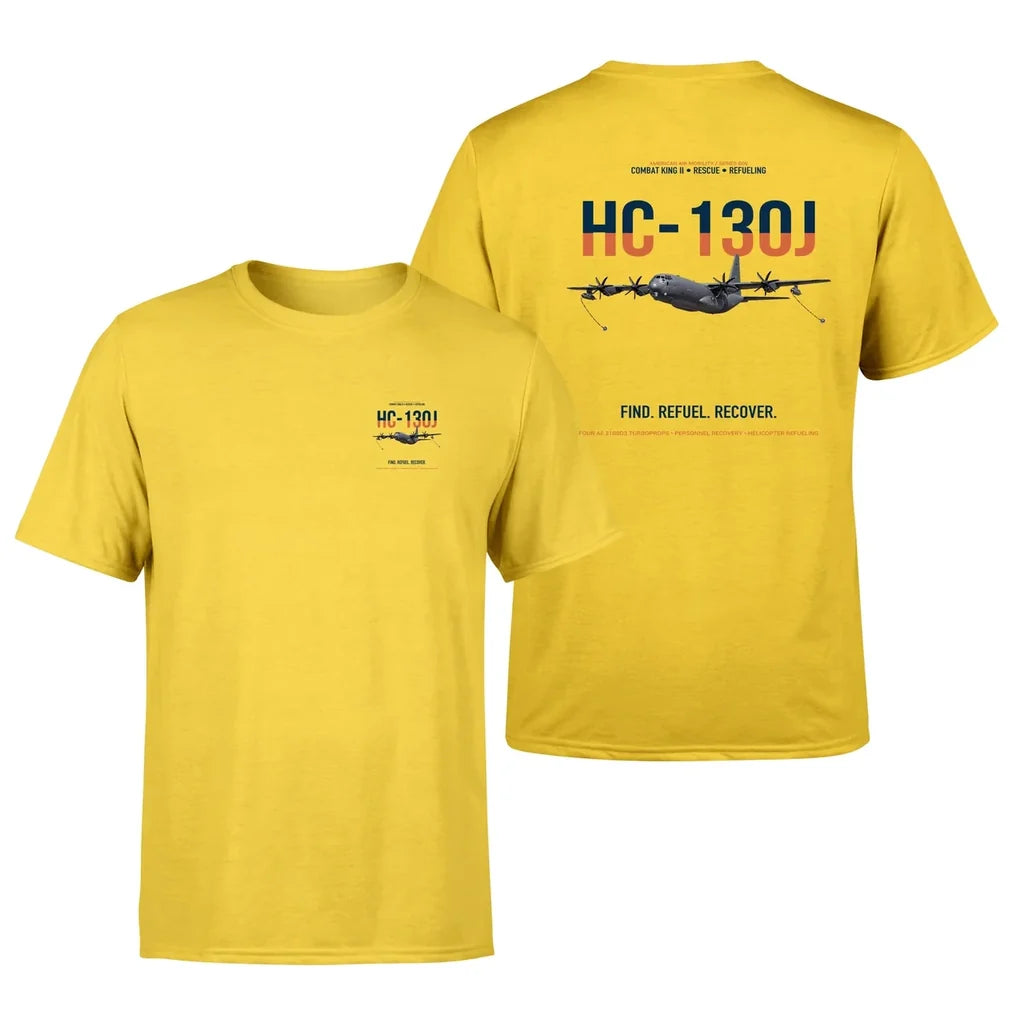HC-130J COMBAT KING II design on yellow double-side t-shirt, double-side print