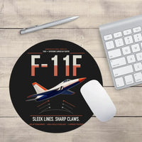 Thumbnail for F-11F Tiger design on black round mouse pad