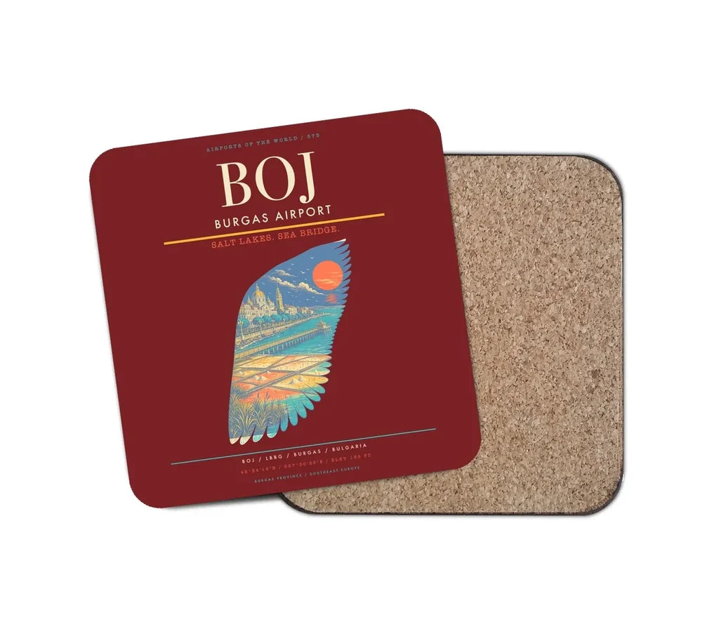 Burgas Airport BOJ Coaster 1-Piece - Dark Red